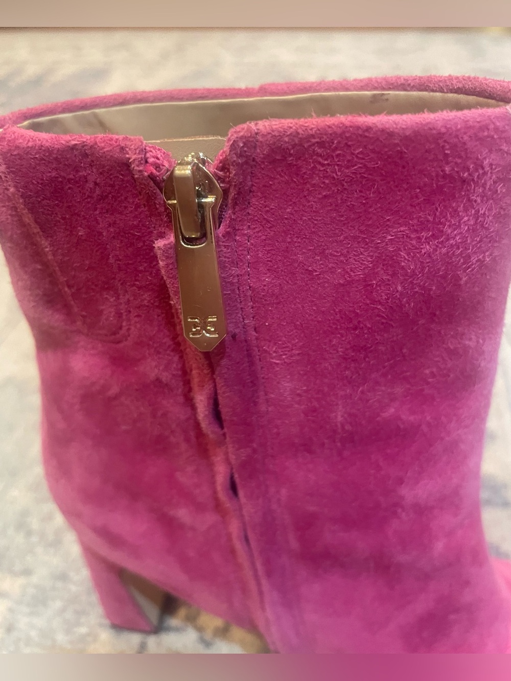 Sam Edelman Irie Women's Suede Ankle Boots in Fuchsia Pink - Picture 6 of 9